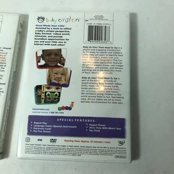 Baby Einstein Lot of 3 DVDs Early Education‎ Learn Noah Wordsworth da Vinci B1 - Picture 5 of 16